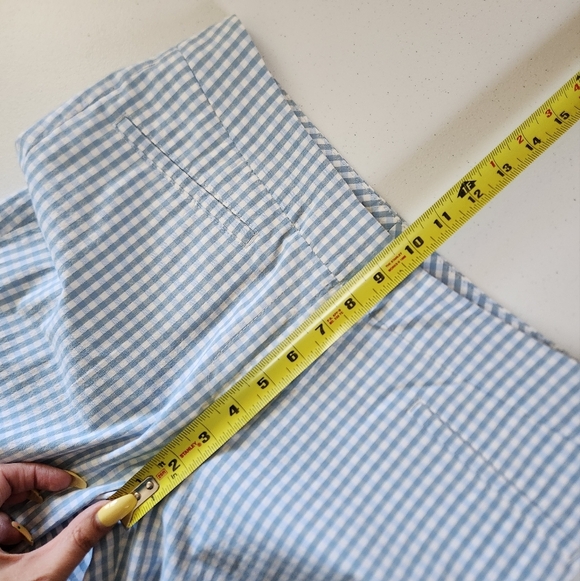 Atelier Gardeur Blue Ginhgam Check Mid Rise Pants Size 36 Medium Long Tall - Picture 9 of 11